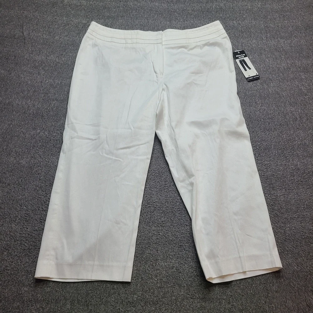 Larry Levine Slim Leg Crop Pants Women 12P‎ White New Slim Fit Petite Trousers